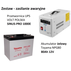 Przetwornica UPS VOLT POLSKA SINUS-PRO 1000E + akumulator żelowy Toyama NPG80