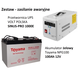 Przetwornica UPS VOLT POLSKA SINUS-PRO 1000E + akumulator żelowy Toyama NPG100